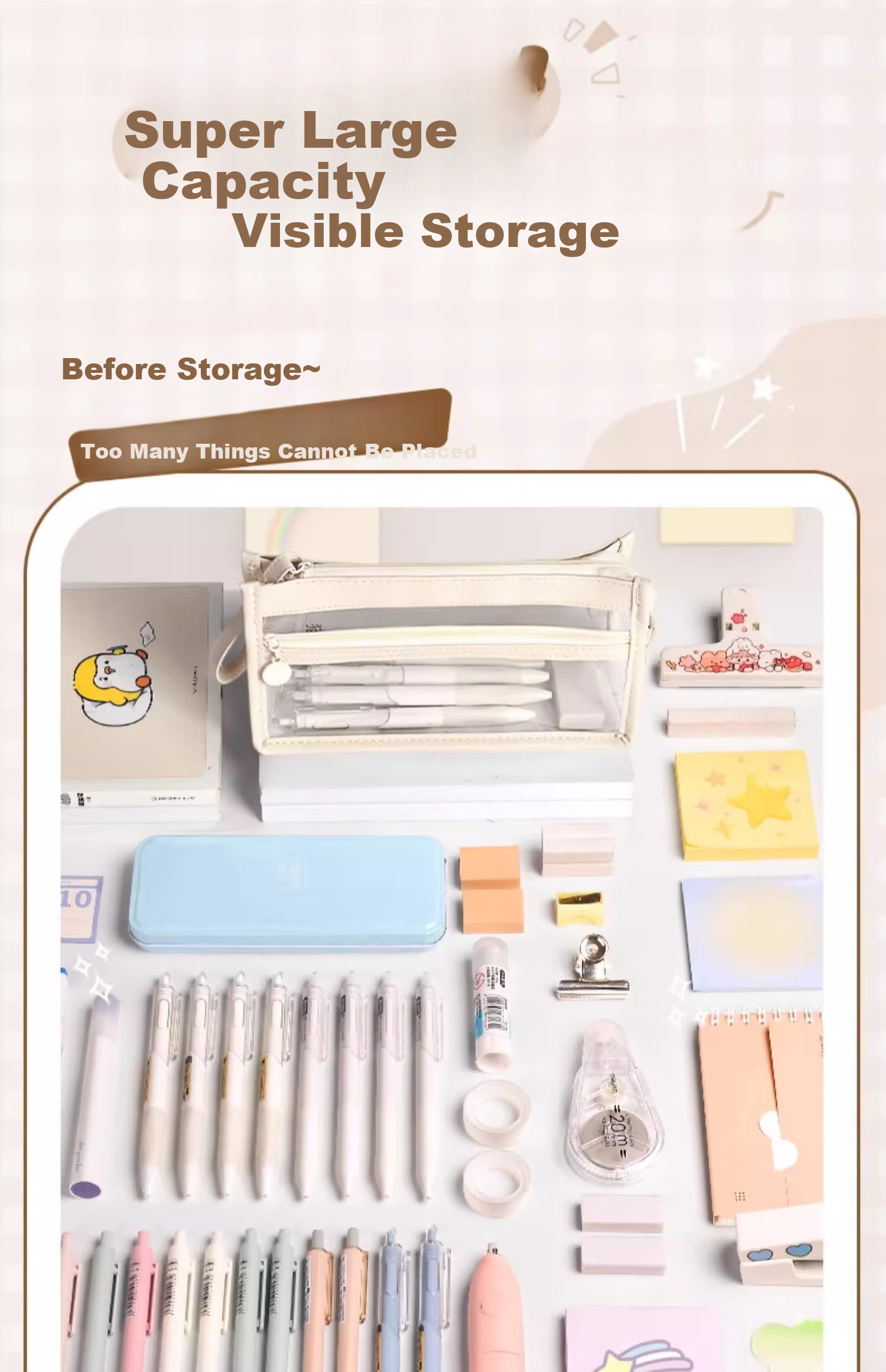 Shuxing Three-Layer Transparent Pencil Case, Exam-Specific Large Capacity, High School Entrance Exam Stationery Bag, Aesthetically Pleasing Simple Pencil Box, for Girls And Boys in Primary And Secondary Schools 3