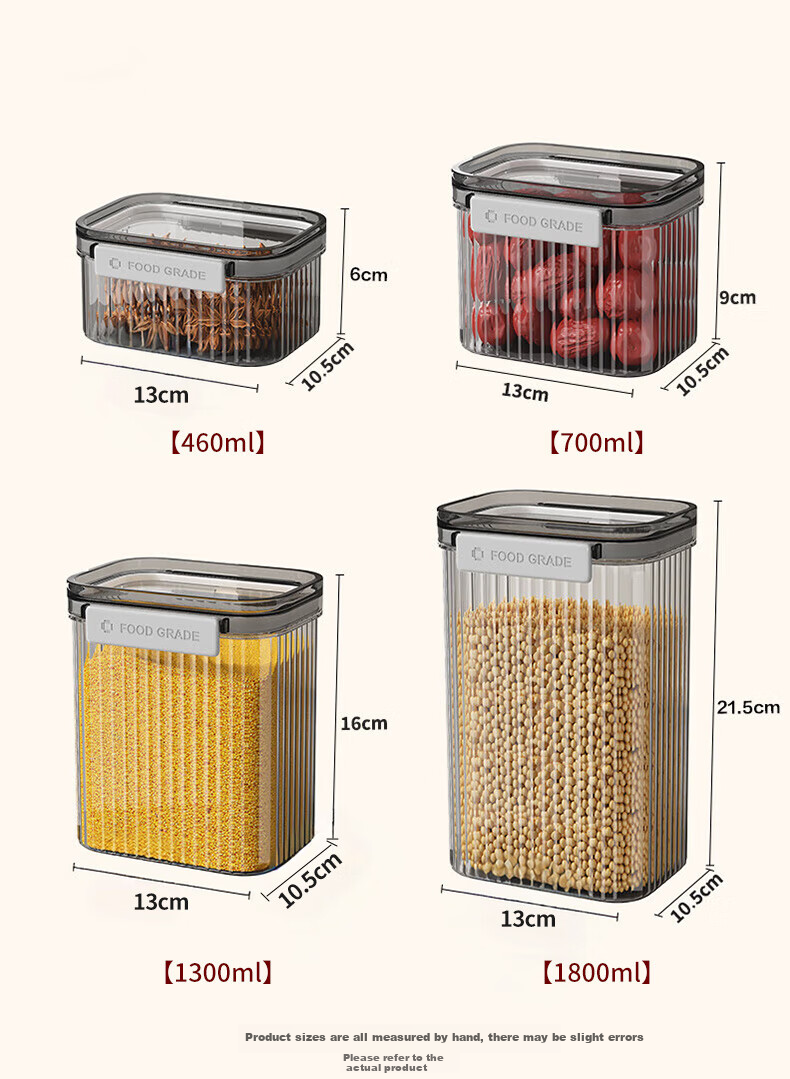 Jiabangshou Airtight Container, Grain Storage Box, Food-Grade Snack And Dried Goods Storage Jar, Tea Storage Container, 460ml, Set of 3 11