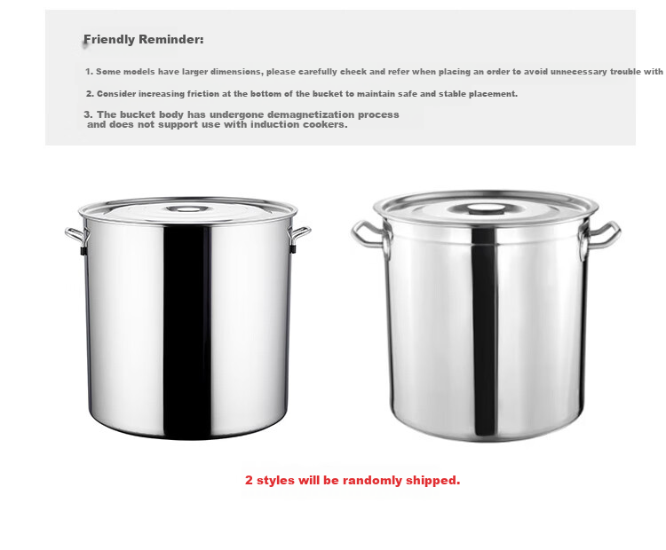 Quanshi Stainless Steel Bucket with Lid, Thick Soup Bucket, Large Water Storage Container, 35*35cm, Commercial Kitchen Utensil for Canteen, Hotel And Restaurant Use 4