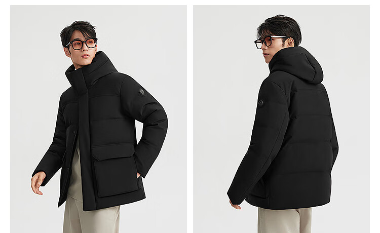 BOSIDENG Men's Off-Season 90% Down Thickened Hooded Loose Short Casual Warm Jacket 15