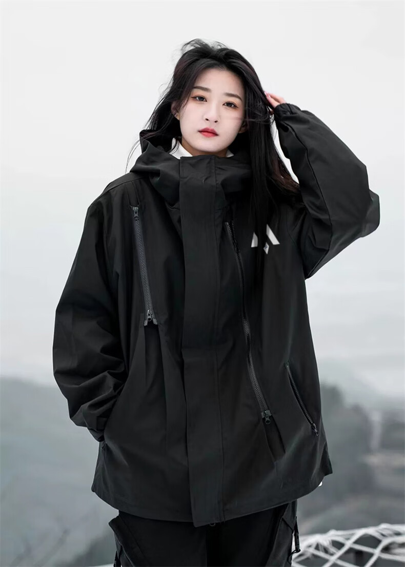 Mianzhi Windbreaker Jacket for Men And Women, Autumn Outdoor Windproof Waterproof Coat, Couple's Outerwear, Black, 3XL 13