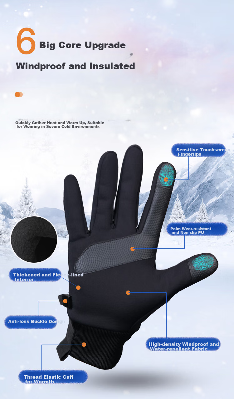 Pike Cycling Gloves for Men And Women, Autumn And Winter Waterproof Mountain Bike Warm Outdoor Sports Hiking Non-Slip Touchscreen Compatible, Gray 2