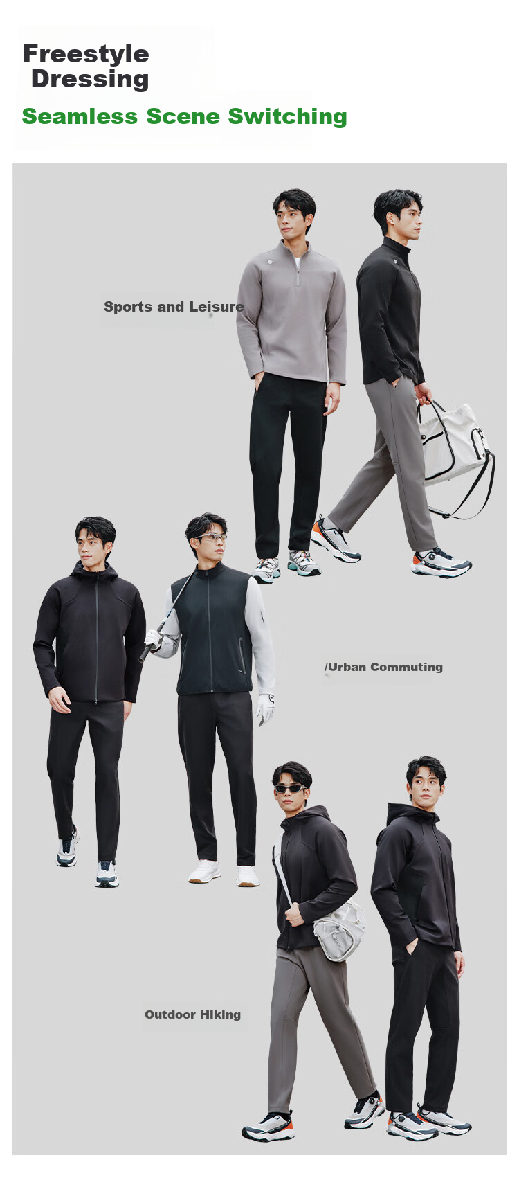 JD Jingzao Water-Repellent 25 New Men's Sports Pants Autumn Winter Warm Outdoor Hiking Durable Commuter Casual Pants Gray L 15