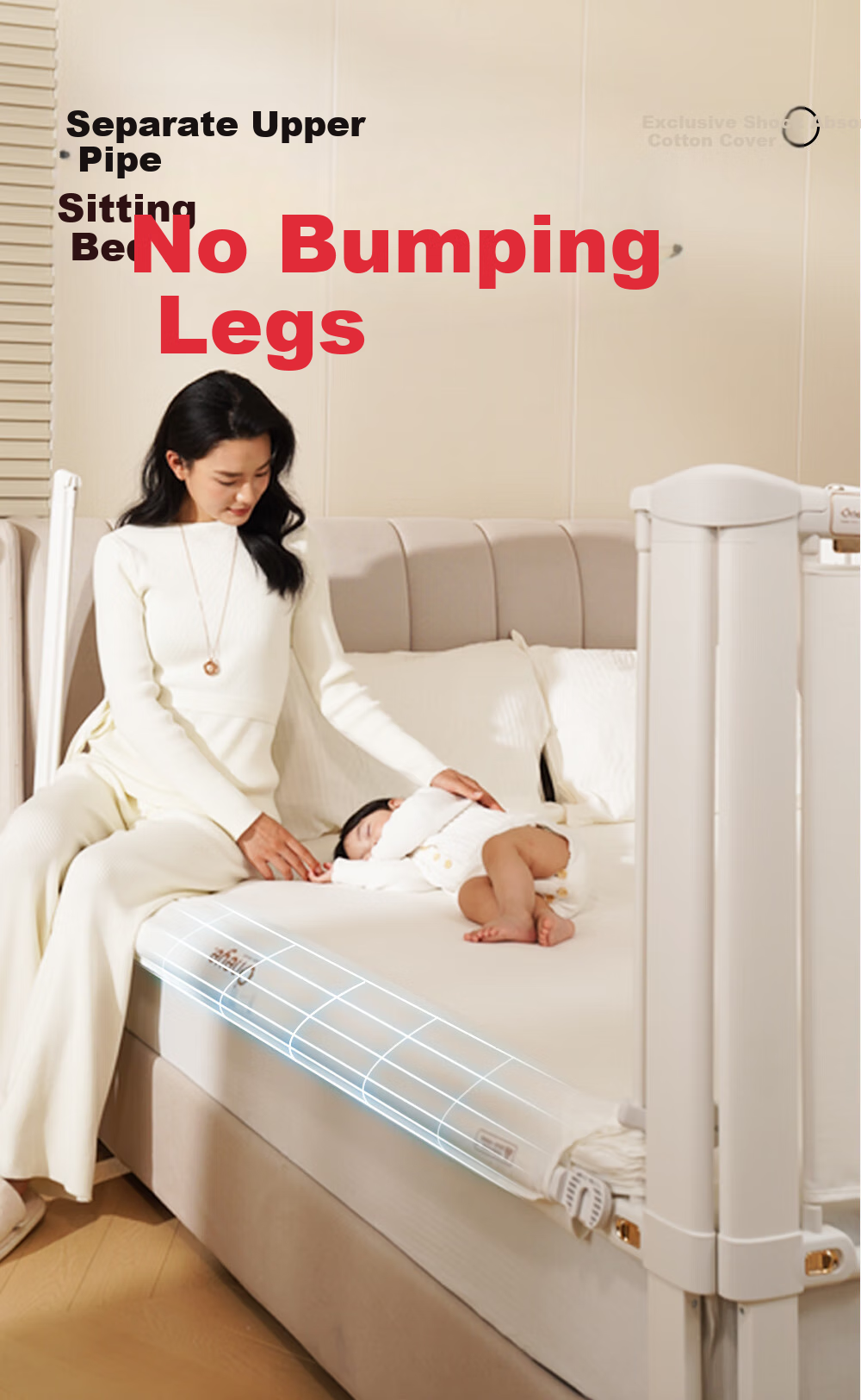 Wanya K3 Baby Bed Guardrail, Infant Fall Prevention Rail, Bedside Safety Barrier, Anti-Fall Board, Protective Rail, White Gold, 2.0m, One Side 14