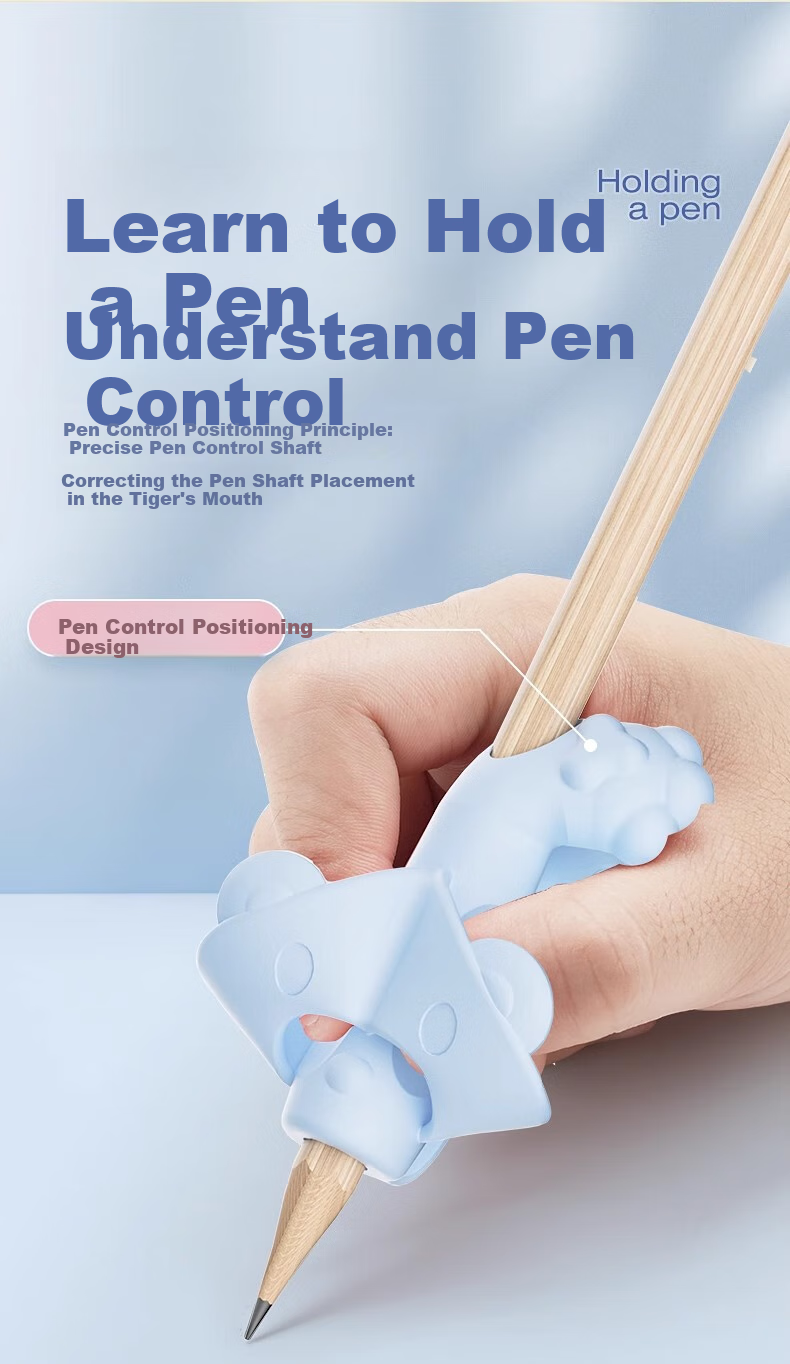 Wusheng Pen Grip Corrector, Five-Finger Posture Corrector for Kindergarten Beginners And Elementary School Students, Anti-Inward Curling Wrist Device, Children's Pen Holder And Pencil Grip Aid, Blue 4
