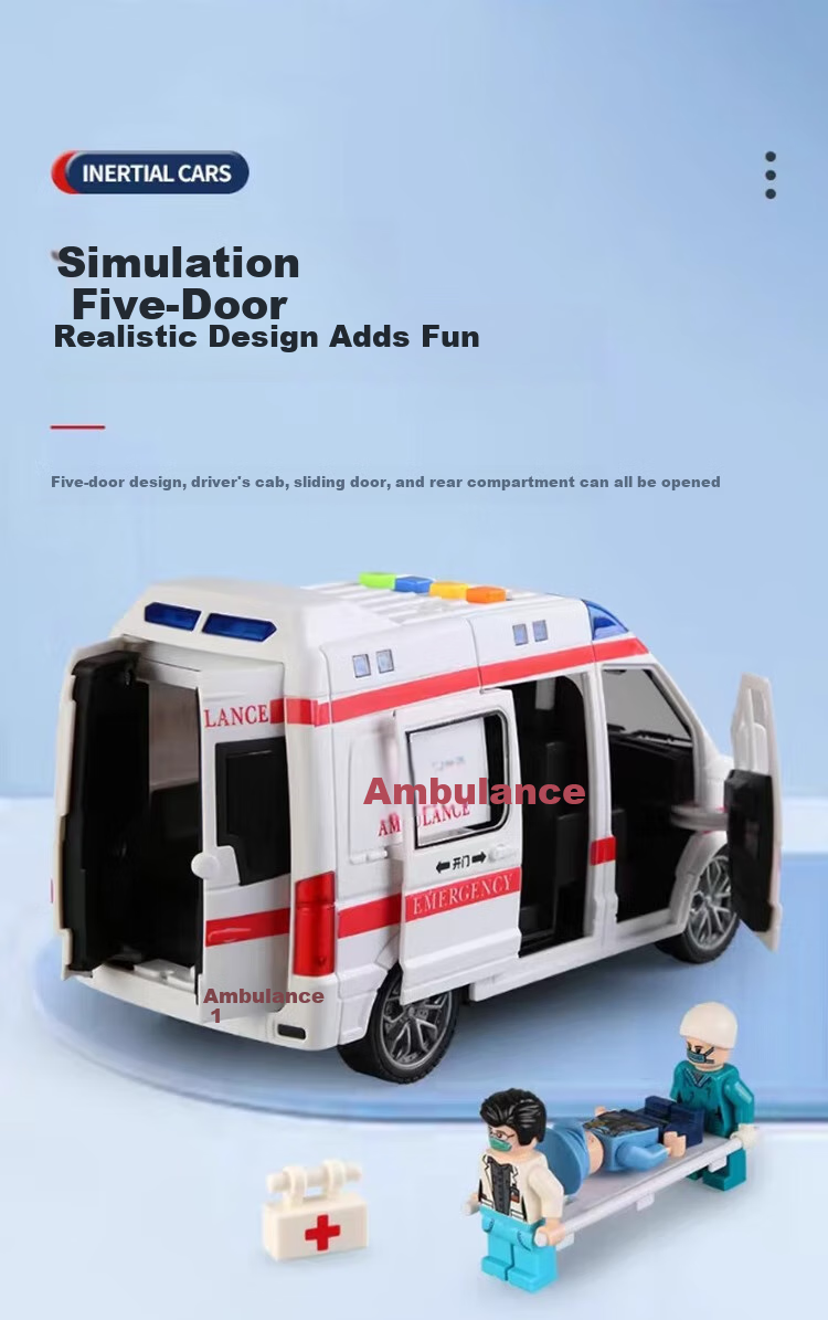 Beibeijia Birthday Gift Ambulance Large Realistic Five-Door Model Toy for Boys And Girls 5
