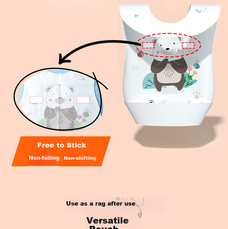 Maigemeng Disposable Drool Bibs, 30 Pieces, Baby Bibs, Anti-Drooling And Spitting Neck Gaiters, Rotatable Adjustment, No-Wash 9