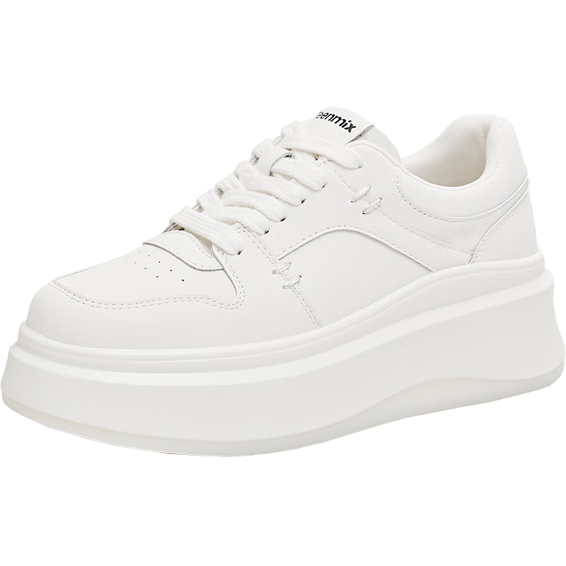 TEENMIX Hou Minghao Recommended Breathable White Sneakers, Thick-Soled Height-Increasing Women's Casual Shoes, Versatile Sports Skateboard Shoes