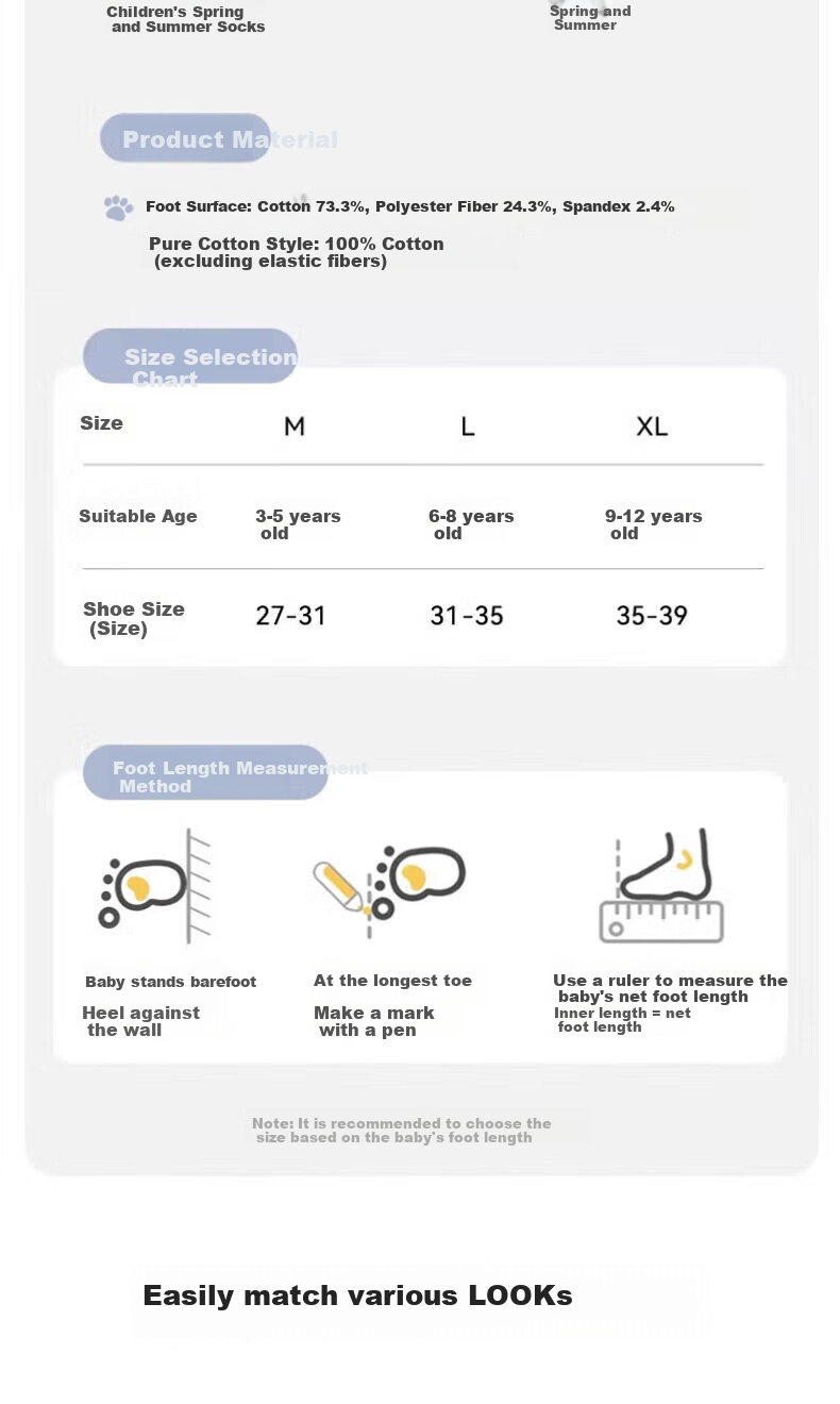 Mianmanman Children's Socks, 100% Pure Cotton, Antibacterial, Anti-Mite, Breathable, for Teenagers And Older Children, with Ear Loops, Boys' Mid-Calf Socks, Autumn And Winter, 7 Pairs 9