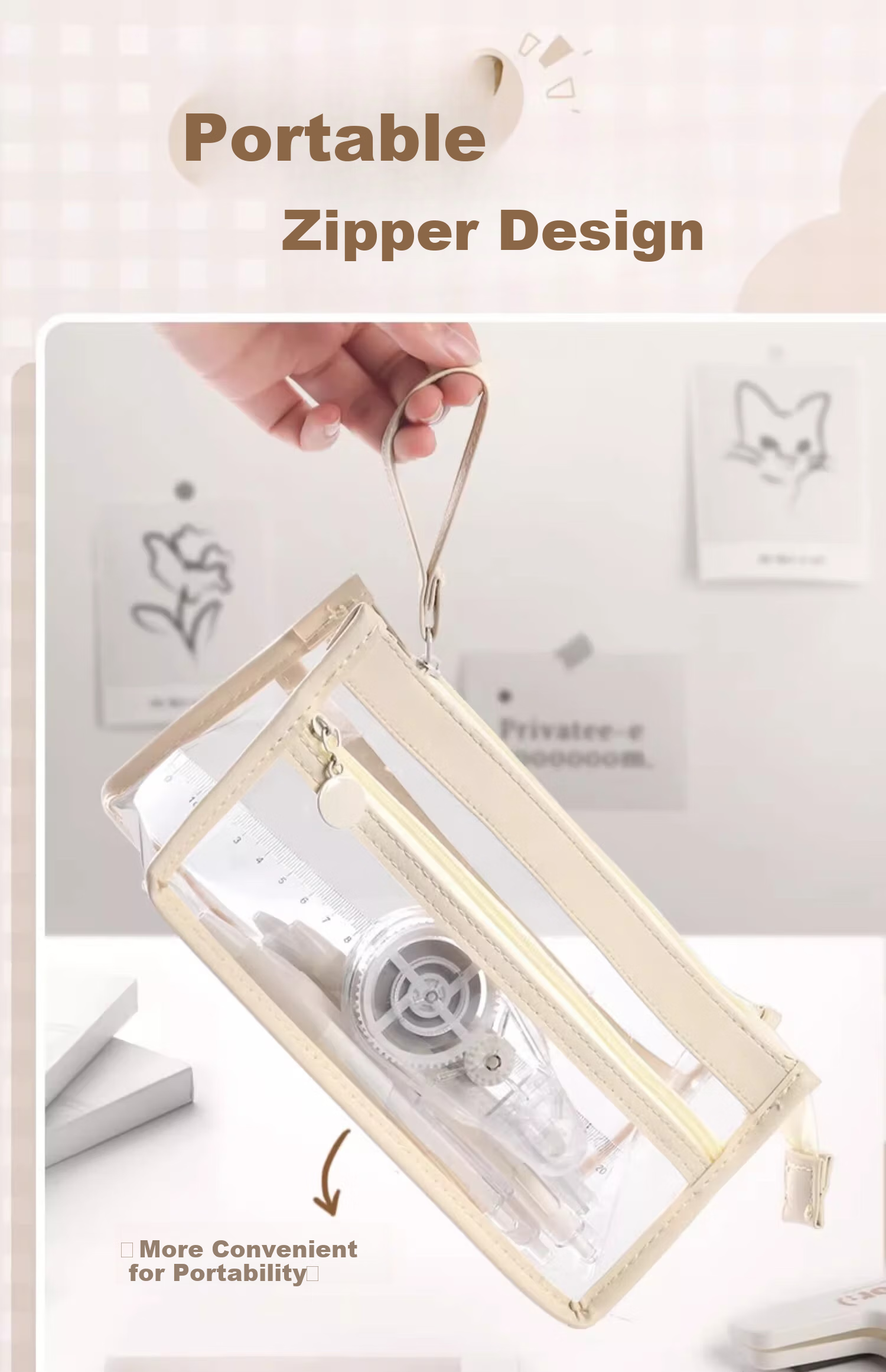 Shuxing Three-Layer Transparent Pencil Case, Exam-Specific Large Capacity, High School Entrance Exam Stationery Bag, Aesthetically Pleasing Simple Pencil Box, for Girls And Boys in Primary And Secondary Schools 8