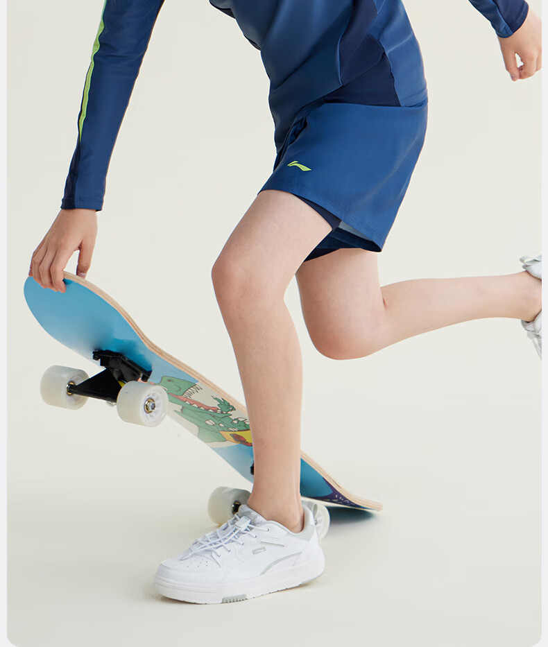 LI-NING Kids Boys Long Sleeve Sun Protection Two-Piece Surfing Swimsuit Patterned Swim Trunks Hot Spring Swimming Gear 8031 Blue Size 140 5