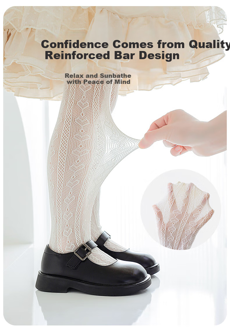 Aibaoshi Girls' Socks, Spring And Summer Style, Tights, Children's Lolita Long Tube Mesh Socks, Size M, Bow Tie T137 14