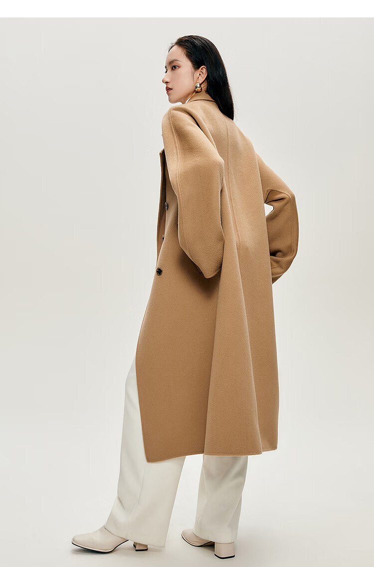 Peacebird Women's Woolen Double-Sided Coat Master Selection Series Winter Outerwear Elegant Beige L 14