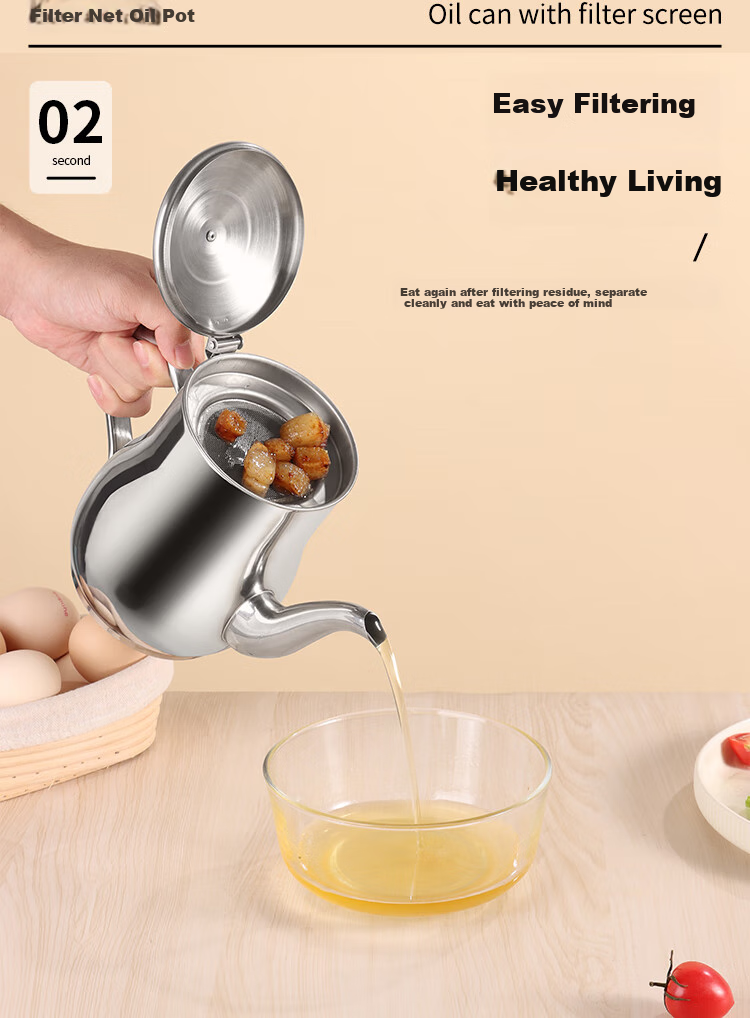 BJ Stainless Steel Oil Dispenser, Kitchen Seasoning Bottle, Leak-Proof Condiment Bottle, Soy Sauce Bottle, Vinegar Jug, Oil Pourer, Oil Bottle, Oil Container 2