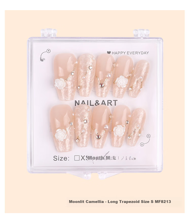 Meifuyu Handmade Nail Wraps (Huanhuan Nail S) Medium-Long Nude Removable Nail Tips MF8608 14
