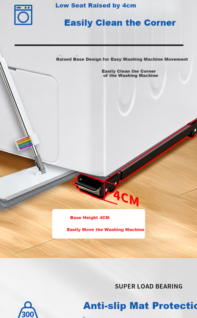 Lelandi Universal Washing Machine And Refrigerator Mobile Base, Drum And Impeller Washing Machine Caster, Refrigerator Universal Movable Stand, Bracket Heightening Pad, Black 24 Wheels with Brake, L5012 5