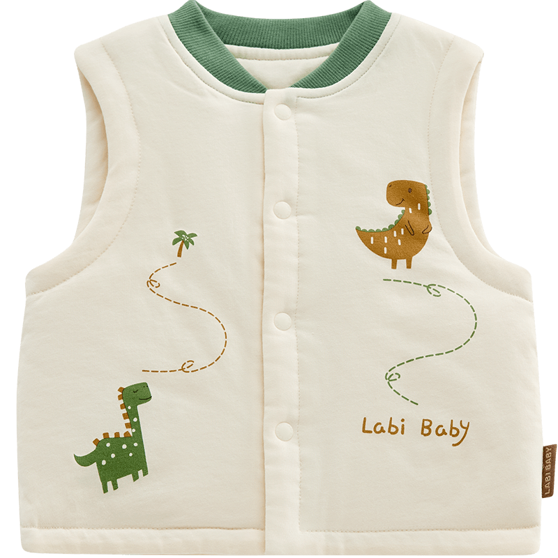 Labi Baby Children's Padded Vest 120g Warmth Unisex Autumn Winter Thick Full-Zip Top Dark Green 59