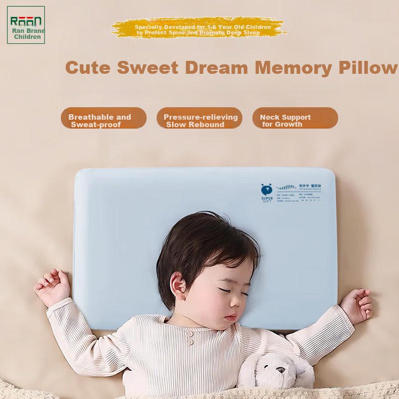 Ranpai Children's Pillow, Class A Sleep Pillow, Slow Rebound Memory Foam Pillow, All-Season Pillow Core, for Ages 1-6, Sky Blue