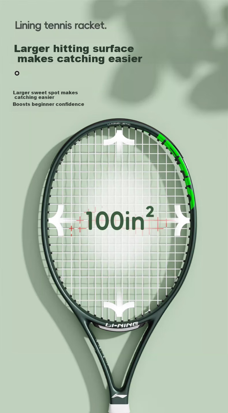 Li-Ning Tennis Racket JETIC 100 CLS Carbon Composite Ultra-Light Beginner Entry-Level Racket AWPV011 Deep Dark Gree 4