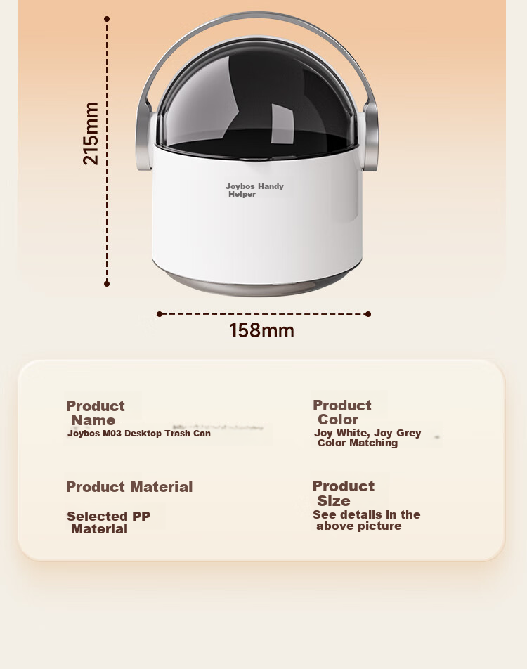 Jiabangshou Desktop Mini Trash Can 2L with Lid, Cute Car-Mounted Coffee Table, Dining Table Surface, Office Desk Bedside Cabinet Trash Bi 13