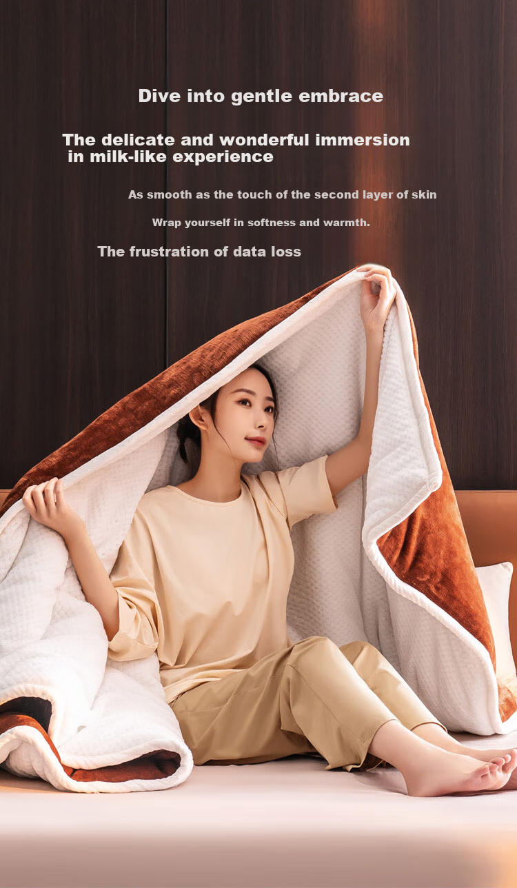 JD Original Chocolate Blanket, 2100g Three-Layer Thickened Double-Sided Double-Color Flannel Baby Fleece Blanket, 1.5x2m 6