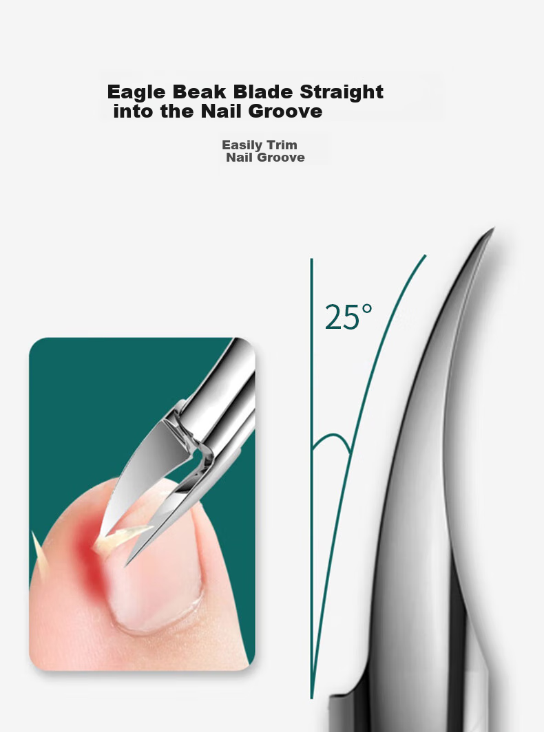 Baoshi Ingrown Toenail Specialized Nail Clipper, Eagle Beak Nail Nipper, Pedicure Knife Set, Stainless Steel Nail File 3