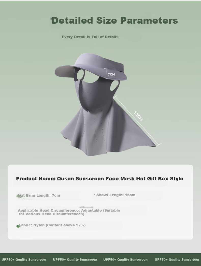 Ousen Sun Protection Face Mask Hat for Women, Summer Ice Silk Face Mask, Detachable Cycling Full-Face UV Protection Sunshade New 11