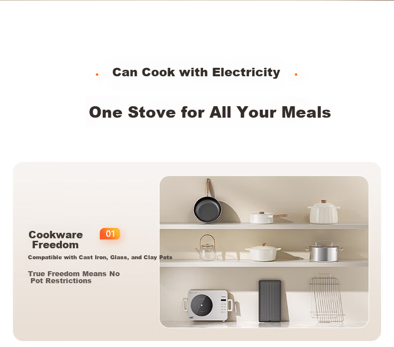 Midea Ceramic Cooker with Tea Brewing Function, Induction Cooker for Home Use, Ultra-Thin 38mm New Large Panel, 2200W High Power, Electromagnetic Stove for Hot Pot And Stir-Frying, Electric Cooker HW22EF01 3