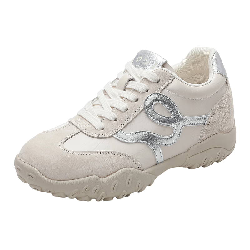 Zhuoshini 7cm Height Increasing German Training Shoes Women Breathable Casual Sneakers Sport Shoes Stylish Versatile Silver Size 37