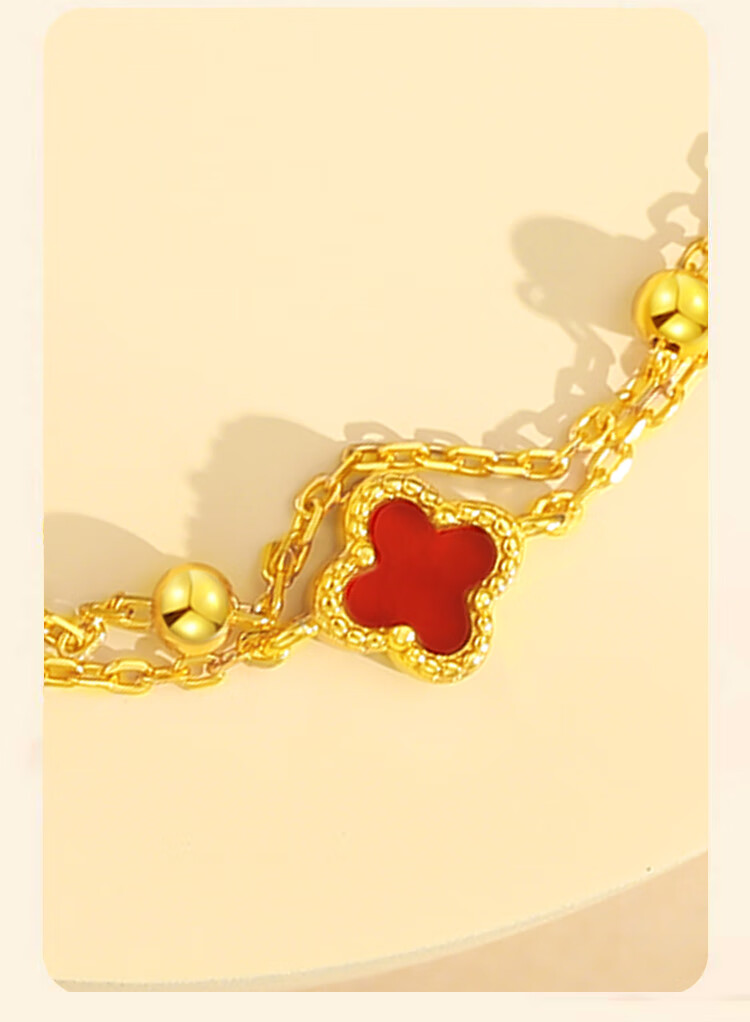 Qike Gold Bracelet for Women, 2026 New Four-Leaf Clover Design, 9999 Pure Gold Bangle, High-End Practical Birthday Gift for Ladies 3