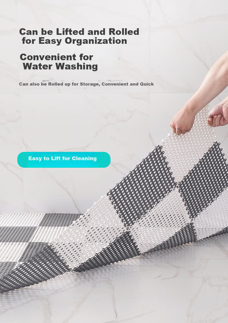 Dajiang TPE Bathroom Non-Slip Mat, DIY Splicing And Cutting, Shower Room Anti-Fall Floor Mat for Elderly Bathing, 4 Pieces Per Pack 12
