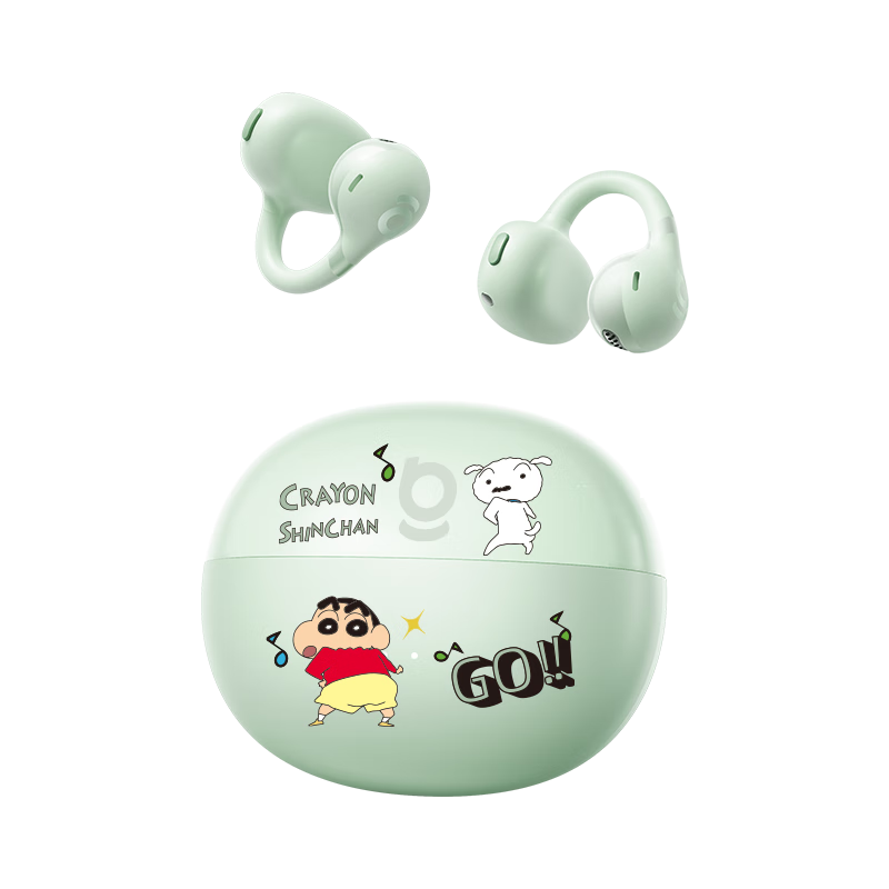Baseus BC1 Bluetooth Earclip Open-Ear Bone Conduction Sports Headset for Calls Compatible with Apple Huawei Phones Photosynthesis Green Crayon Shin-chan Edition