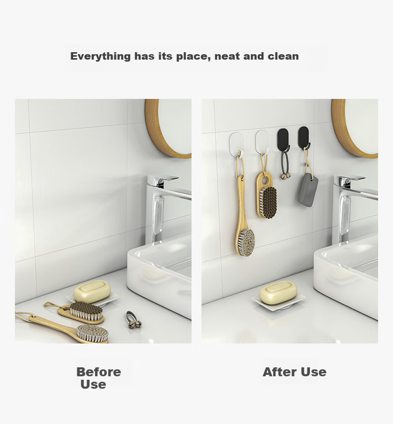 MUYA Kitchen Refrigerator Side Magnetic Hooks, Strong Adhesive Iron-Free Sticky Hooks, No Drilling Required, Household Pot And Spatula Hanger Rack 4