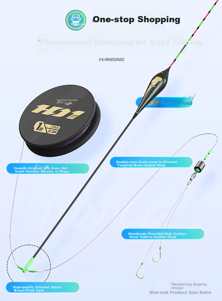 Handing Fishing Tackle Set with 22-Line Group, Hooks, Floats, Main Line, Leader Line, Double Hooks, Main Line, Subline, Hook Float, Beginner Kit, 5.4 Meters 4