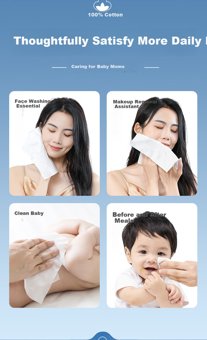 Chaoya Baby Soft Cotton Wipes, Extra Large And Thick, 100% Pure Cotton, Suitable for Both Dry And Wet Use, Face Towels for Infants And Children, 80 Sheets Per Pack 12