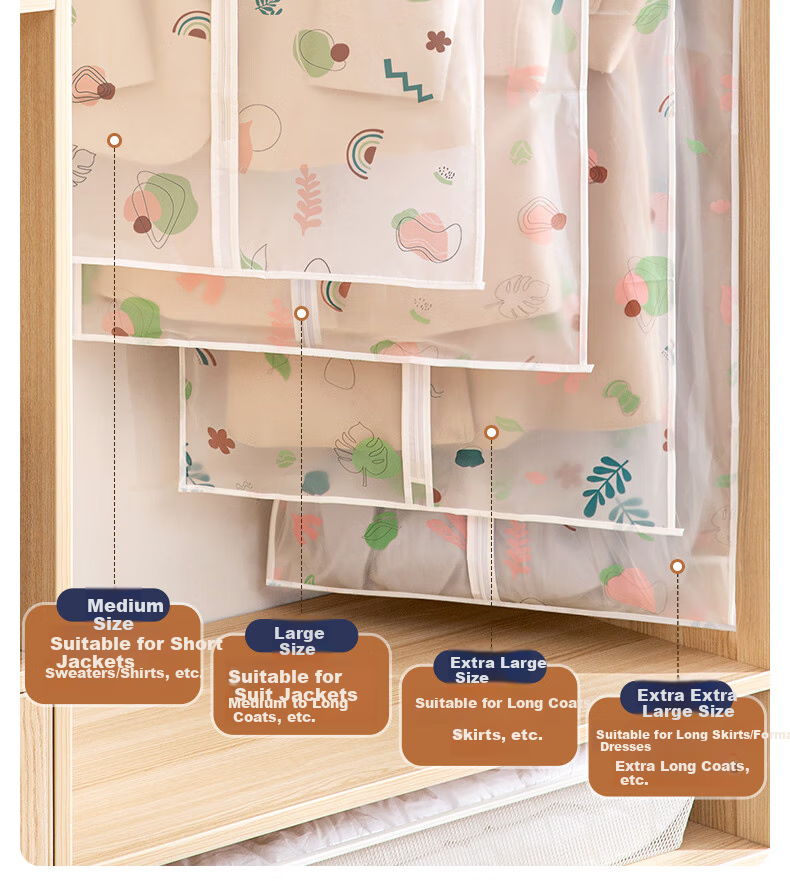 Taili Clothing Dust Cover Thickened Dust Bag for Suits, Coats, Down Jackets Washable Storage Bag Set of 5 60*100cm 14