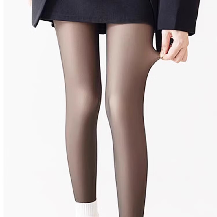 Caramella Black Sheer Tights for Women, Bare Leg Effect, Autumn And Winter Fleece-Lined Thickened Anti-Snagging Wearable Black Silk Sheer Stockings