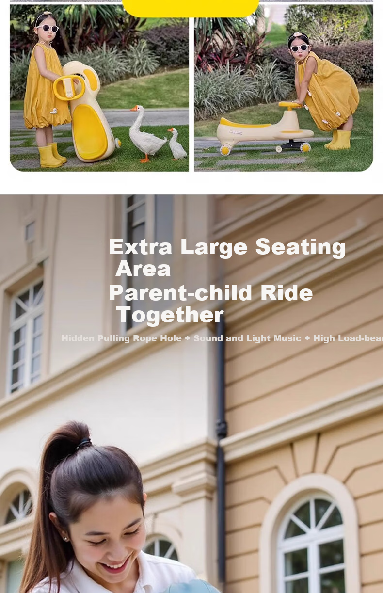 Lede Little Yellow Duck Children's Twist Car for Ages 1-3, Adult-Friendly Anti-Rollover Baby Ride-On Car, Baby's First Birthday Gift 3