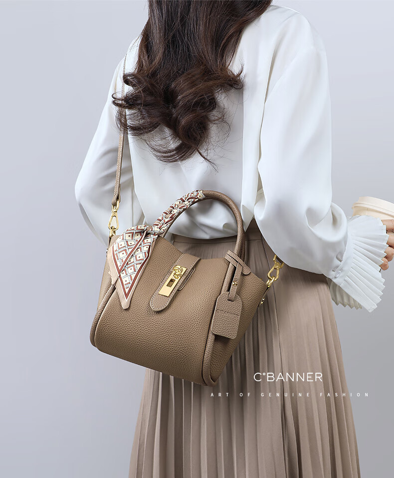 C.BANNER First Layer Cowhide Women's Handbag Tote Shoulder Bag Luxury Crossbody Birthday Qixi Valentine's Day Gift for Girlfriend 1