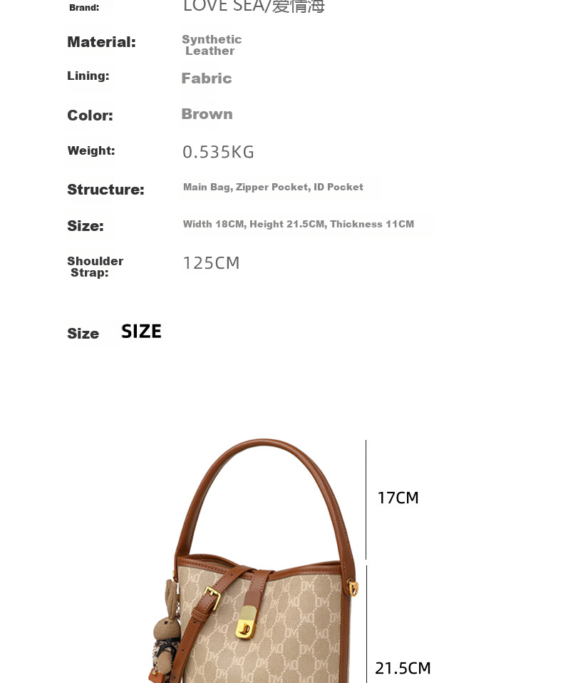 Aiqinghai Handbag, Women's Crossbody Bag, Shoulder Bag, Large Capacity Bucket Bag, Practical Birthday And Mother's Day Gift for Mom 5