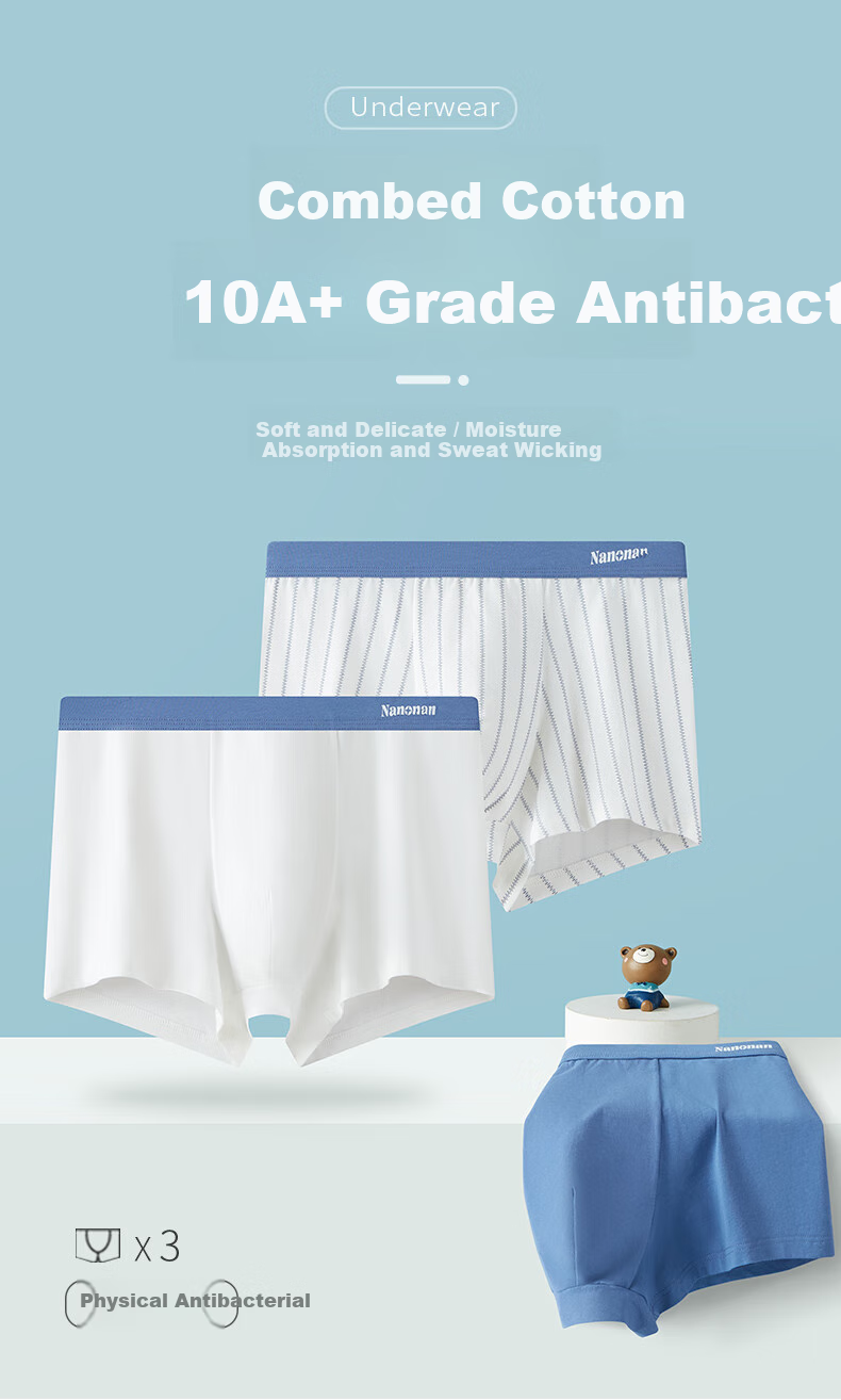 Hengyuanxiang Boys' Pure Cotton Underwear for Puberty, Middle And High School Students, Chubby Kids Boxer Briefs Shorts 10A Antibacterial 1