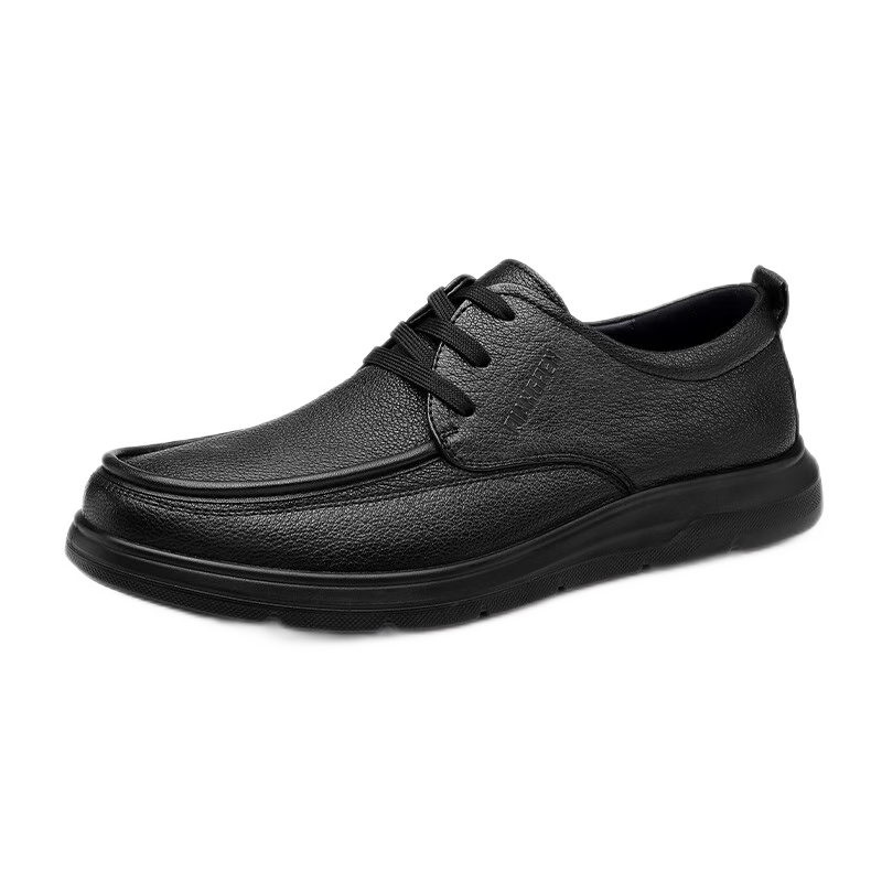 Qiangren Business Leather Shoes for Men, Soft Upper And Sole, Sheepskin, Commuter Shoes, Breathable Casual Men's Shoes JDA351339 Black Size 42