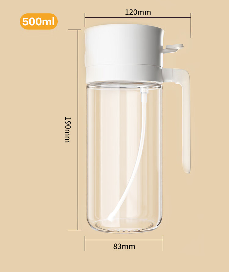 Jiabangshou 500ml Glass Oil Sprayer and Pourer Dual-Use Kitchen Oil Bottle with Spray and Measuring Function 1