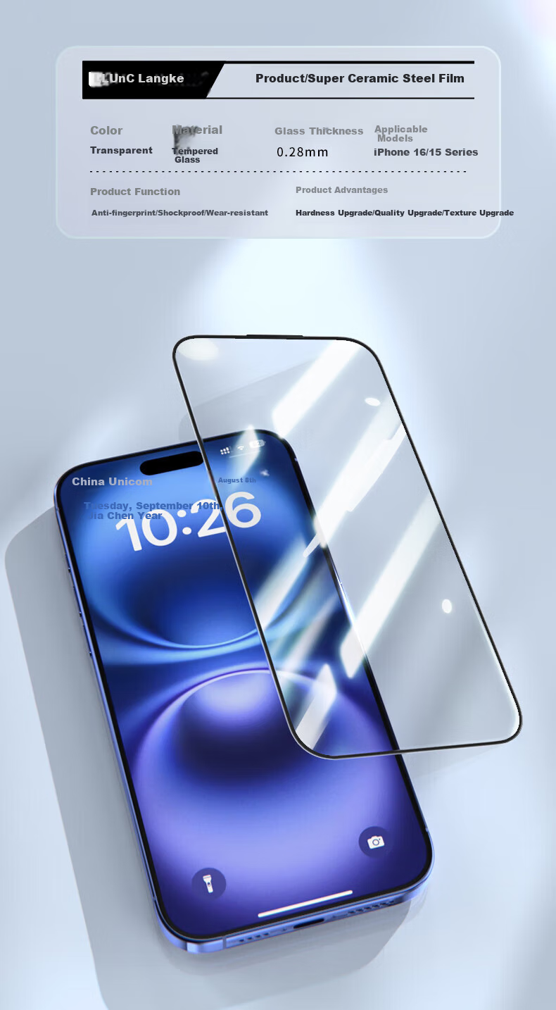 LLUNC [Special Offer: 2 Pieces] Tempered Glass Screen Protector for IPhone 16 Plus, Full Coverage HD Clear Earpiece Dust-Proof Ultra-Thin Glass Anti-Drop Protective Film 6