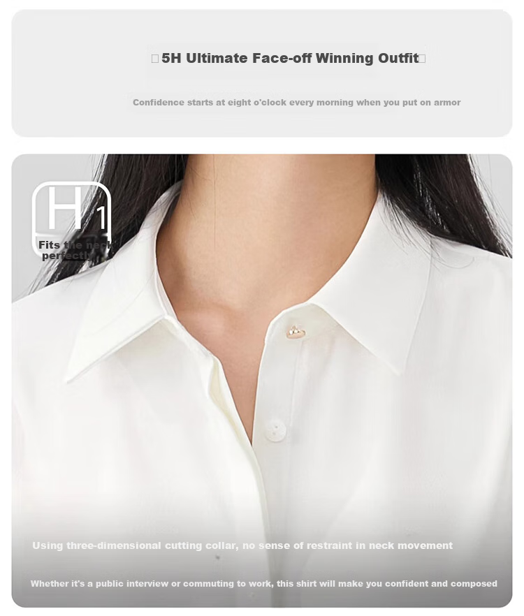 Bodexiaojie White Professional Blouse for Women, Interview Attire, Office Wear, Formal Top, Suit Inner Layer, Workplace Elegant Blouse 7