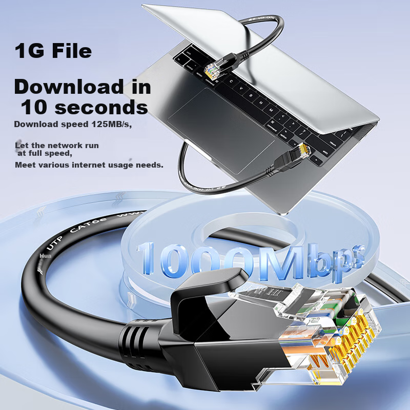Jinghua CAT6 Ethernet Cable, Gigabit High-Speed Broadband Cable, CAT6 Network Engineering Home Computer Router Monitoring Patch Cord, 8-Core Twisted Pair Finished Patch Cable W198I 5 Meters