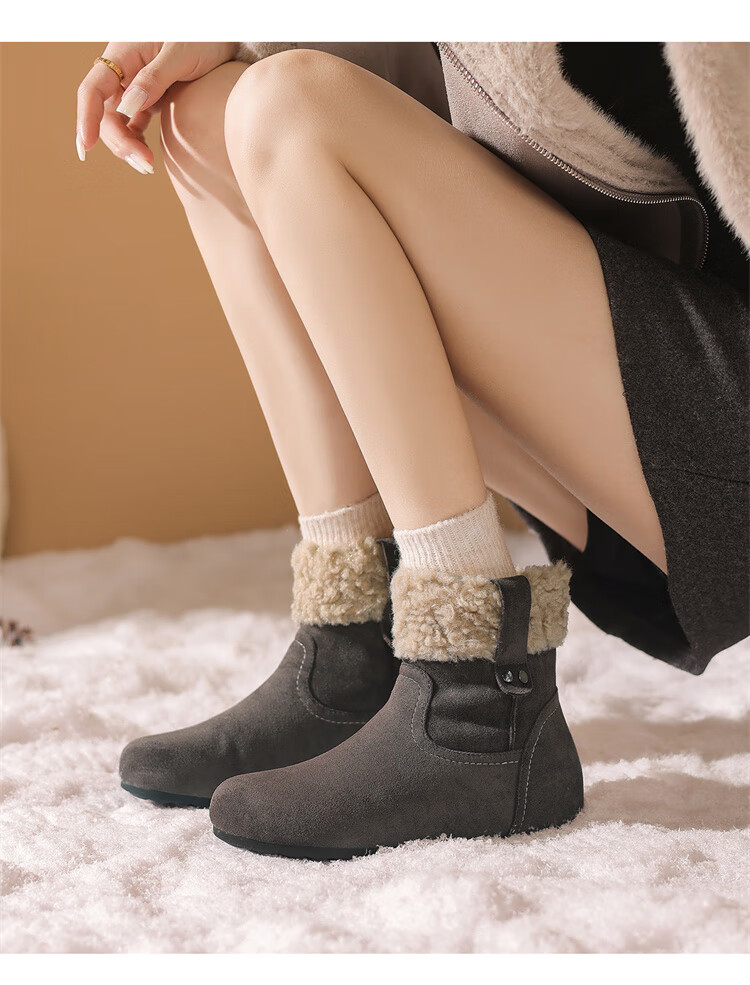 Daphne Mid-Calf Snow Boots Women Winter New Plush Warm Cotton Shoes Coffee Color Size 37 4