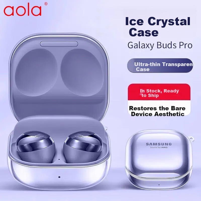 Aolang Protective Case for Samsung Galaxy Buds FE, Compatible with Buds2 Pro/Live True Wireless Noise-Cancelling Bluetooth Earphones, Full Coverage TPU Soft Shell, Charging Case Storage Box, Transparent