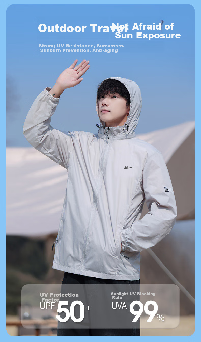 Huili Sun Protection Jacket for Men, Summer Breathable Sunshade UV Protection Coat, Outdoor Sun Protection Outerwear 2
