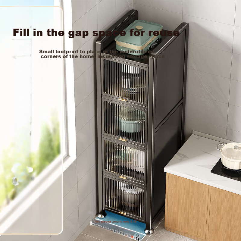 Jiabangshou Kitchen Utensil Storage Rack, Floor-Standing Storage Cabinet, Gap Storage Cabinet, Multifunctional Storage Cabinet, Cupboard, 6 Layers, 35cm